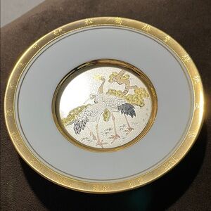 Vintage Elegant Gold and White Crane Design Plate The Hamilton Collection
